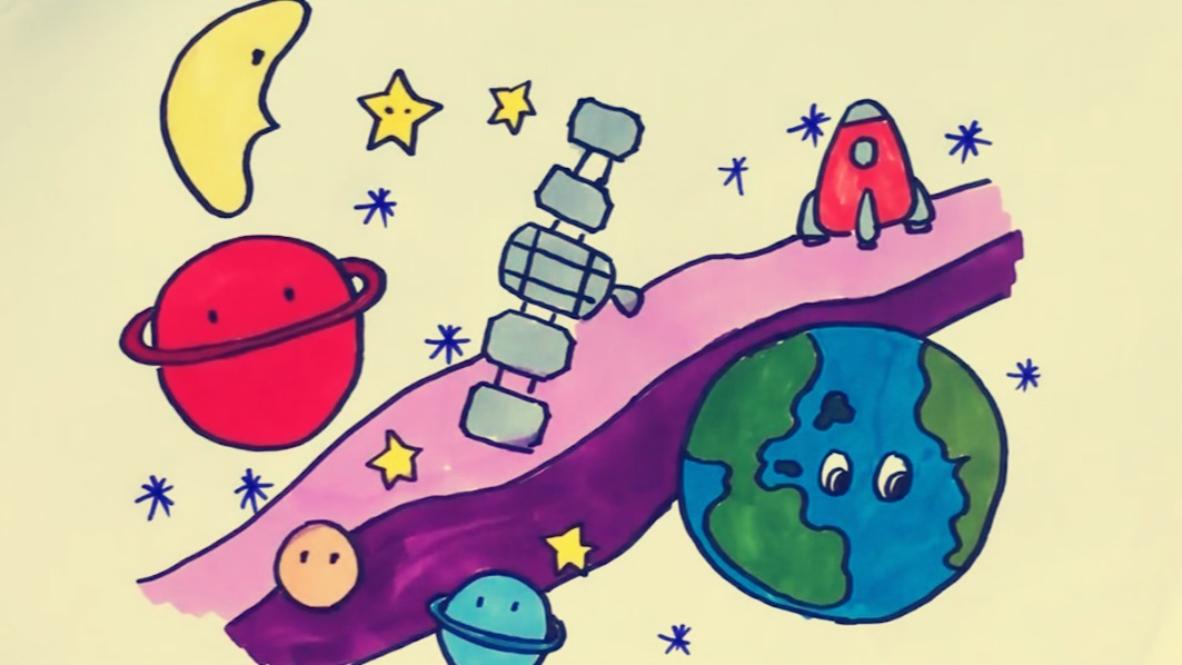 {體育投注}(太空儿童简笔画彩色)